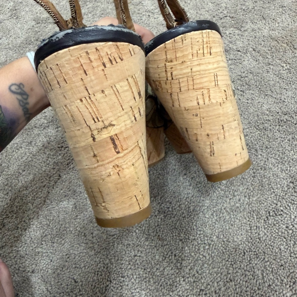 Coach Tan Signature Peep-Toe Slingback Heels - Picture 5 of 6